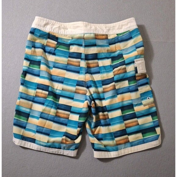 RVCA Danny Fuller Blue Multi Colorblock Unlined Swim Trunks Board Shorts 30 X 9 - Picture 9 of 9